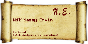 Nádassy Ervin névjegykártya