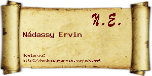 Nádassy Ervin névjegykártya